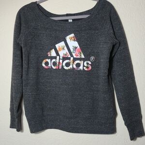Adidas Floral Logo Gray Sweatshirt